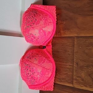 Strapless neon pink Victoria's Secret bra